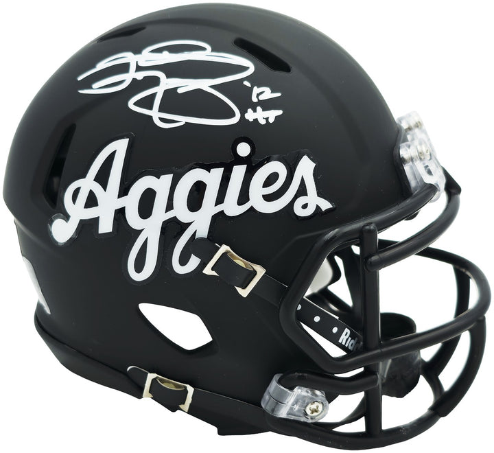 Johnny Manziel Auto Texas A&M Black Aggies Script Logo Speed Mini Helmet "12 HT"