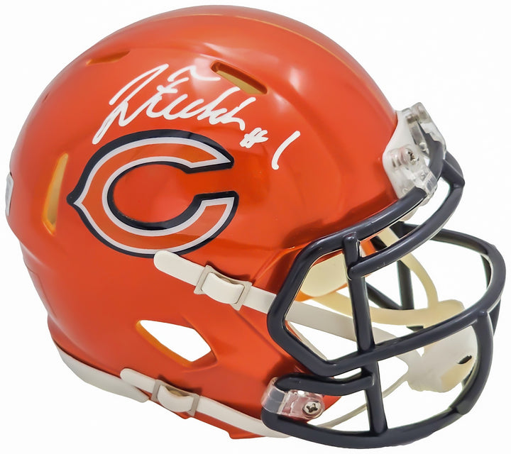 Justin Fields Signed Chicago Bears Flash Orange Speed Mini Helmet Beckett Wit