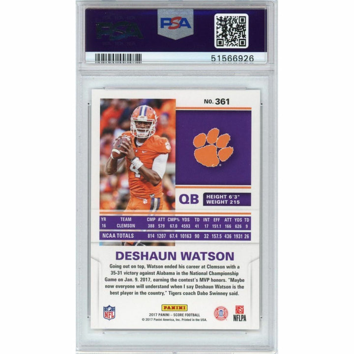 Graded 2017 Panini Score DESHAUN WATSON #361 Rookie Football Card PSA 10 Mint