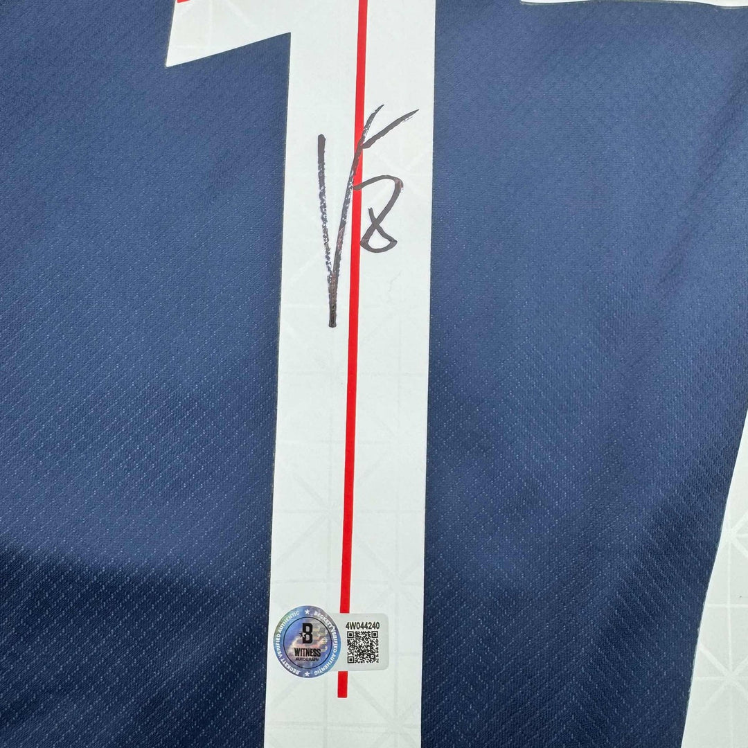Autographed/Signed Vitinha PSG Paris Saint Germain Blue Jersey Beckett COA