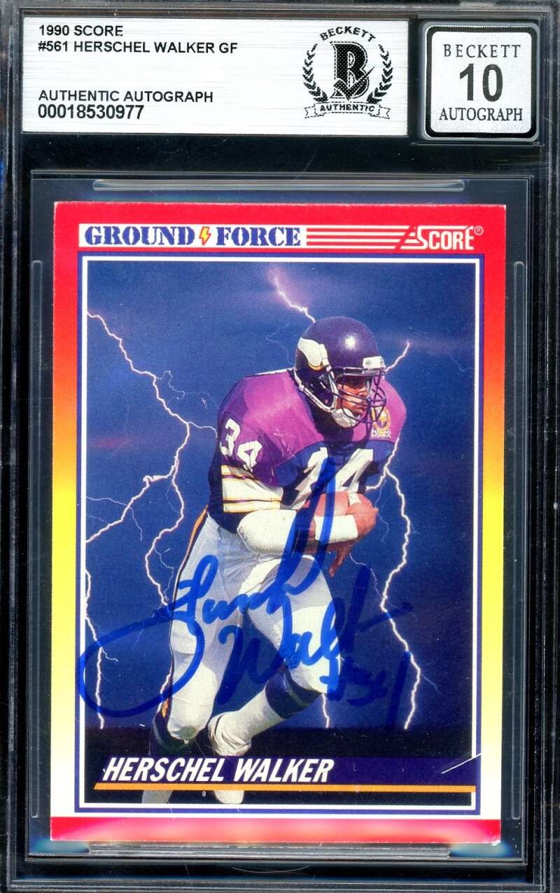 Herschel Walker Gem Mint 10 Beckett BAS Signed 1990 Score Autograph