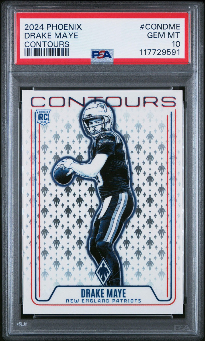 Graded 2024 Panini Phoenix Drake Maye #CONDME Contours RC Football Card PSA 10