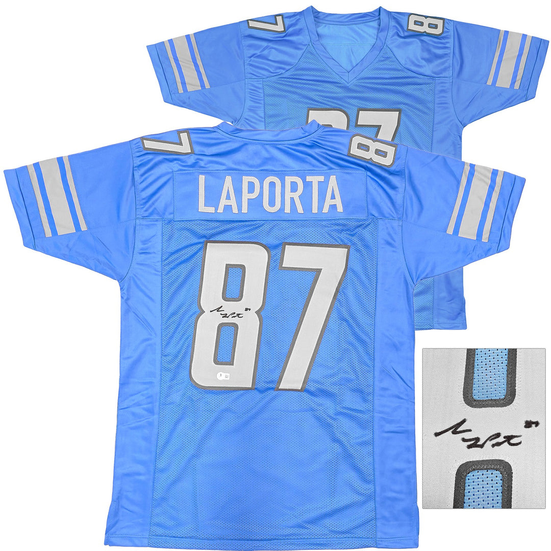 Detroit Lions Sam LaPorta Autographed Signed Blue Jersey Beckett Witness