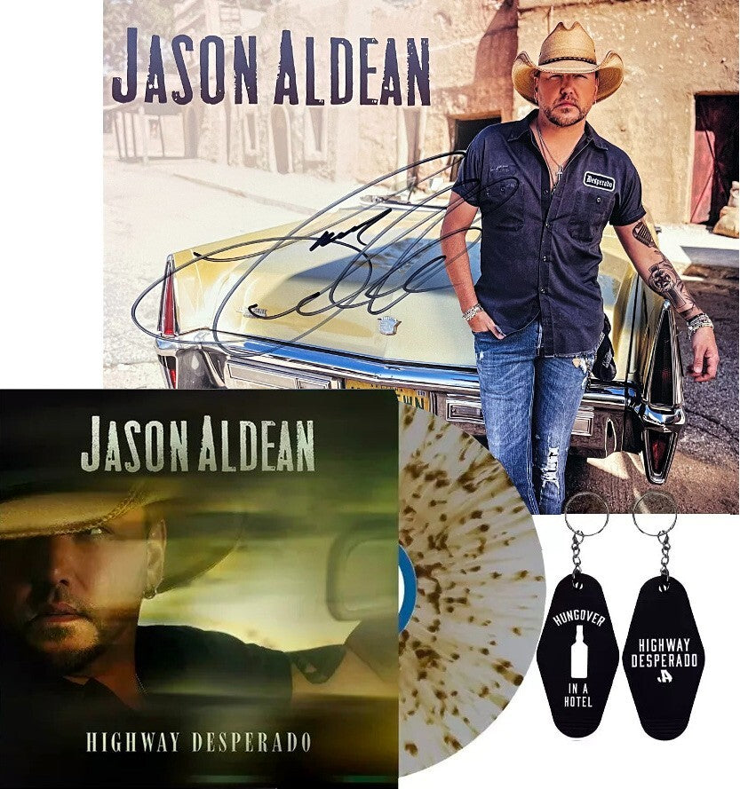 Jason Aldean signed Highway Desperado 8x10 Insert Galaxy Vinyl/LP/Record- COA