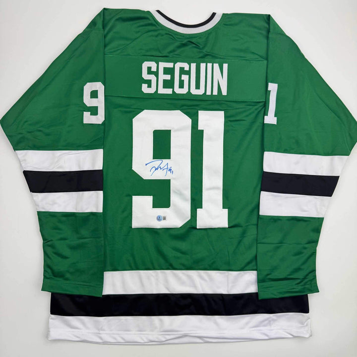 Autographed/Signed Tyler Seguin Dallas Green Hockey Jersey Beckett BAS COA