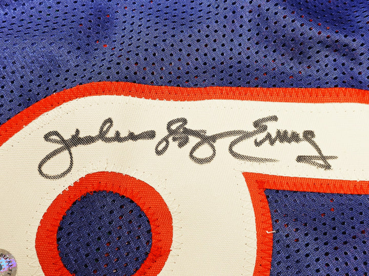 Philadelphia 76ers Julius "Dr. J" Erving Auto Signed Blue Jersey Beckett Witness