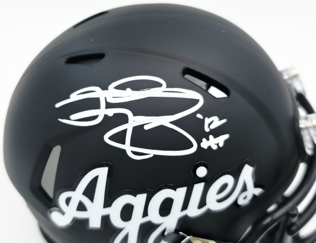 Johnny Manziel Auto Texas A&M Black Aggies Script Logo Speed Mini Helmet "12 HT"
