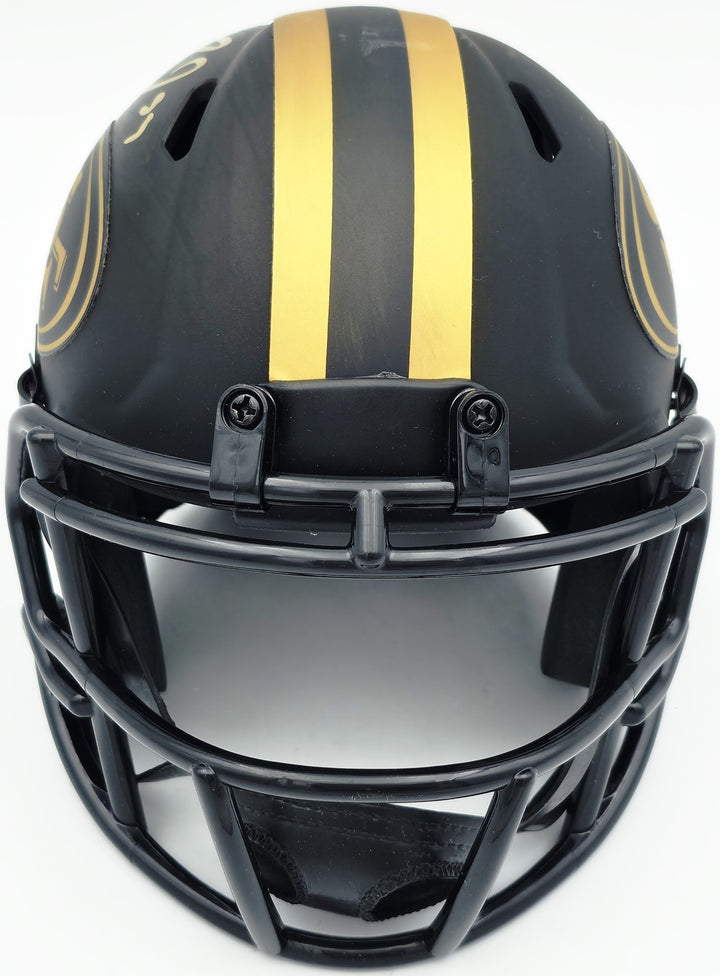 Fred Warner Signed 49ers Eclipse Black Speed Mini Helmet Beckett Witness