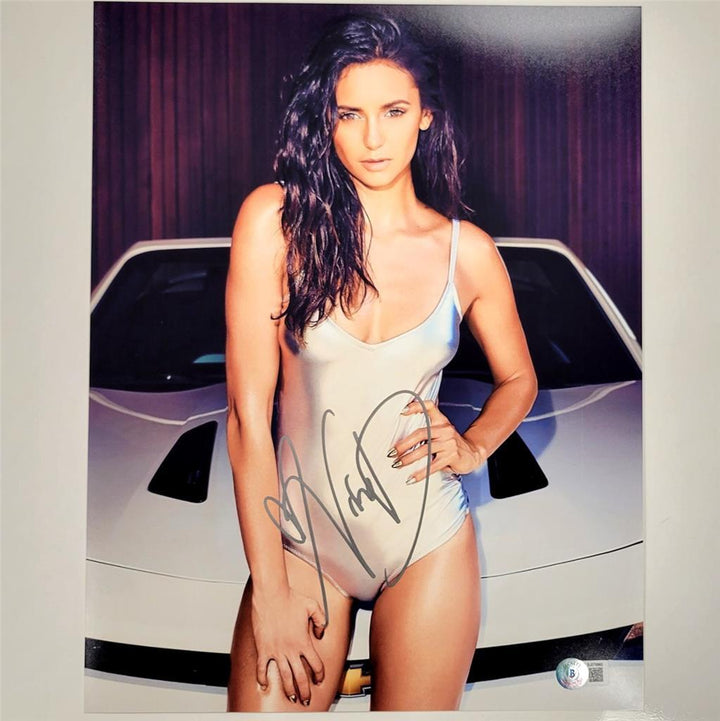 Nina Dobrev autograph signed 11x14 photo Vampire Diaries ~ Beckett BAS Holo
