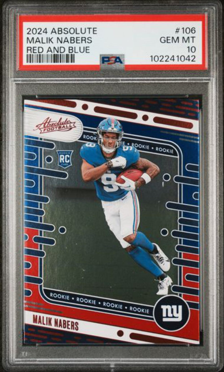 Graded 2024 Panini Absolute Malik Nabers #106 R/B Rookie RC Card PSA 10 Gem Mint