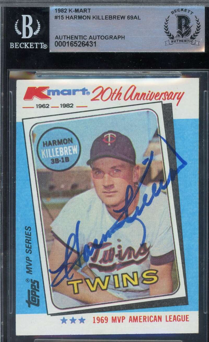 Harmon Killebrew Beckett BAS Signed 1982 Topps K-Mart Autograph