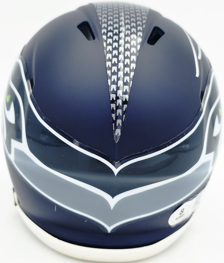 AJ Barner Signed Seattle Seahawks Blue Speed Mini Helmet Beckett Witness