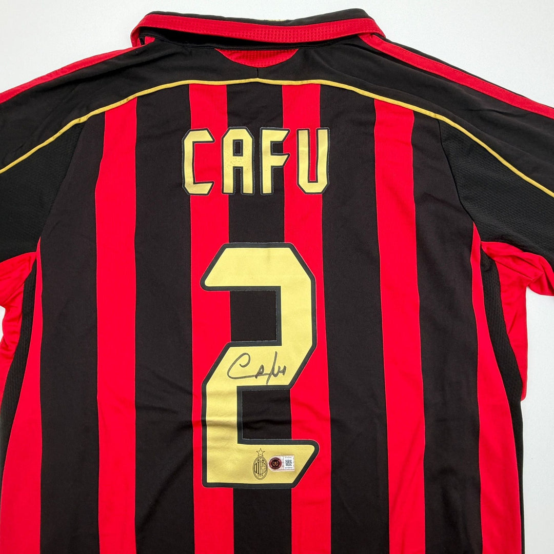 Autographed/Signed Cafu AC Milan Black/Red Soccer Jersey Beckett BAS COA