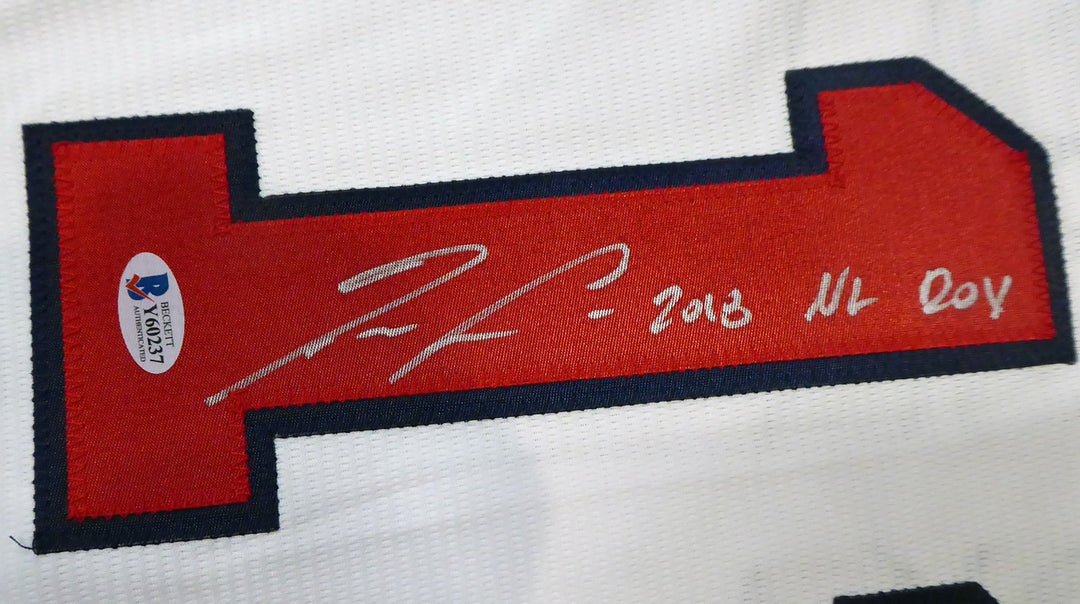Atlanta Braves Ronald Acuna Jr. Signed Majestic Cool Base White Jersey Size L