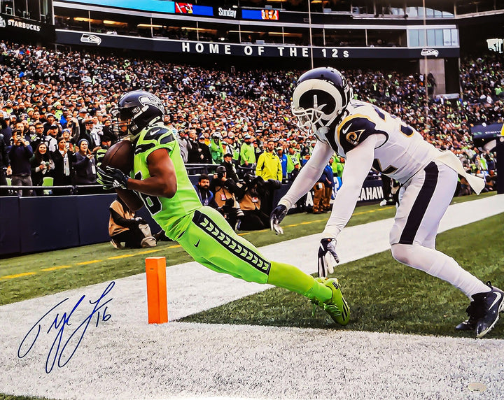 Tyler Lockett Signed Framed 16x20 Photo Seahawks Toe Tap Touchdown MCS Holo