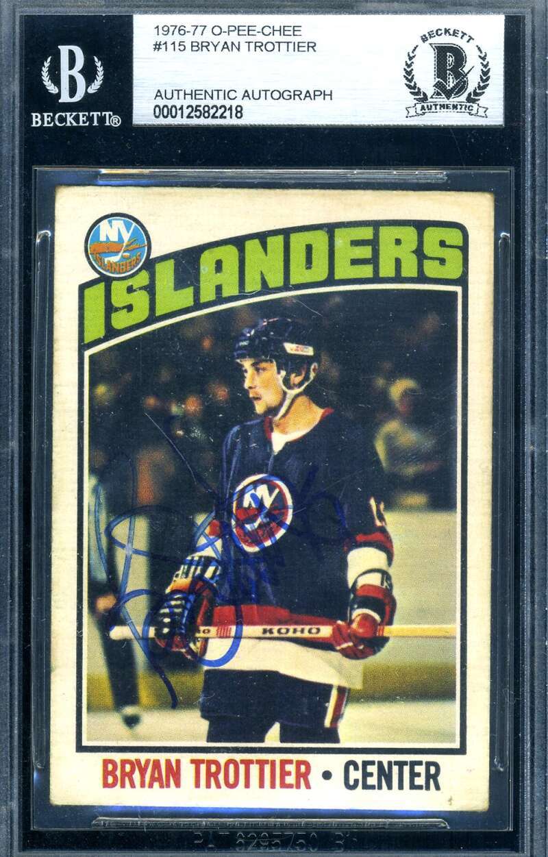Bryan Trottier Beckett Signed 1976 O-Pee-Chee Rookie Autograph