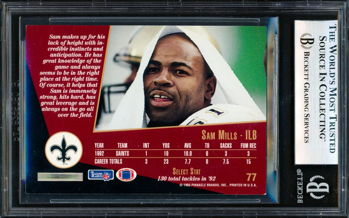 Sam Mills Signed 1993 Score Select Card #77 Saints Beckett #19958276
