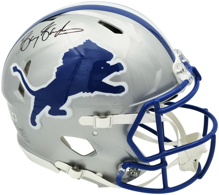 Barry Sanders Auto Lions Silver 1983-02 Full Size Speed Authentic Helmet Beckett