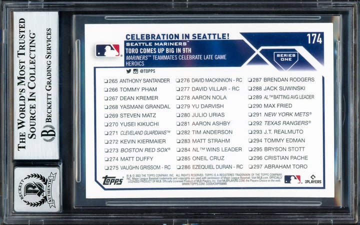Julio Rodriguez Signed 2023 Topps Card 174 Mariners Auto GM 10 Beckett #17040147