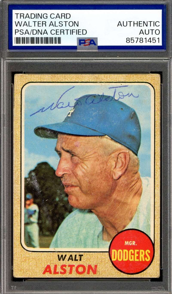 Walter Alston PSA DNA Vintage Signed 1968 Topps Autograph