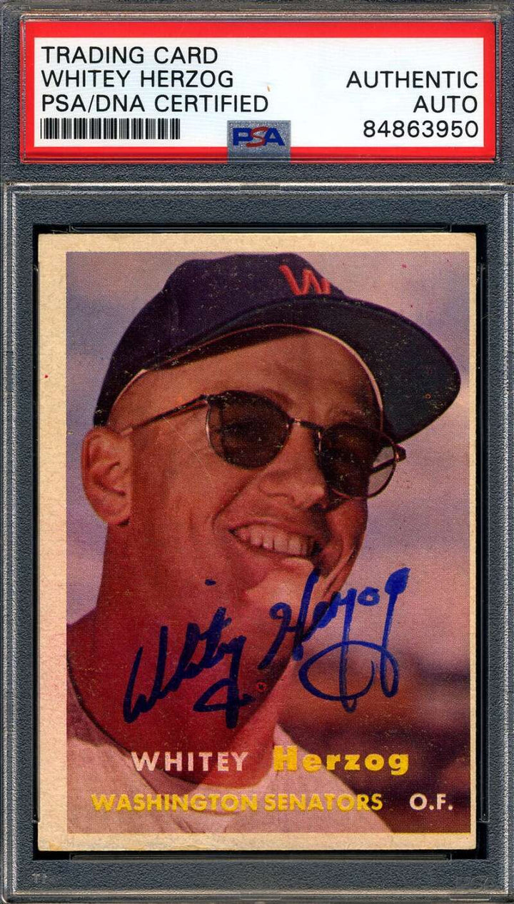 Whitey Herzog PSA DNA Signed 1957 Topps Rookie Autograph
