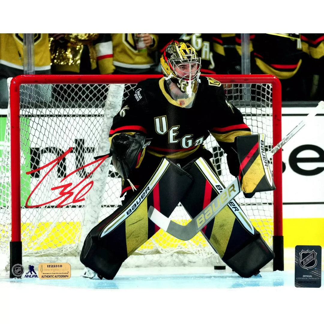 Logan Thompson Signed Vegas Golden Knights 8x10 Photo COA IGM Reverse Retro