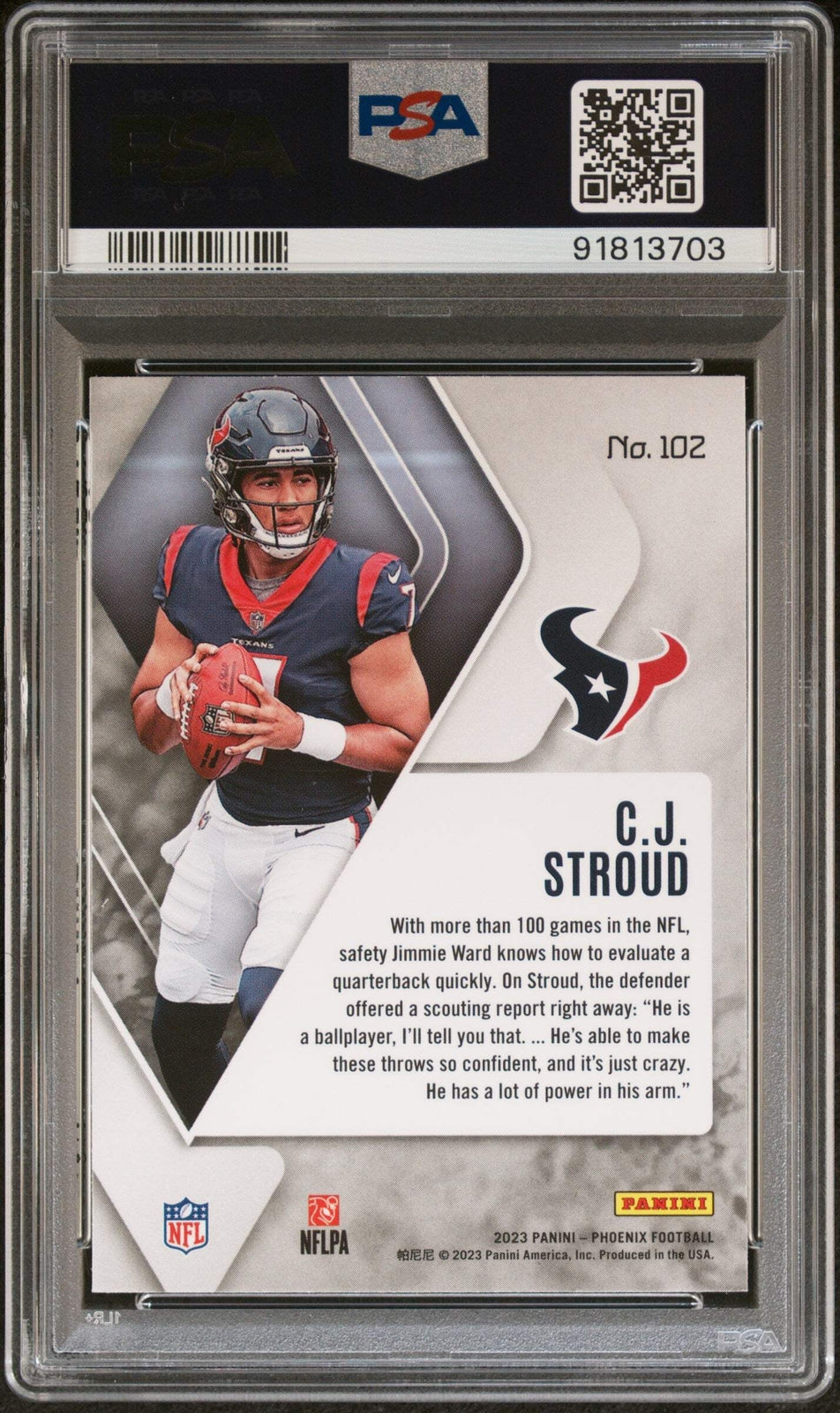 Graded 2023 Panini Phoenix CJ Stroud #102 Rookie RC Football Card PSA 10