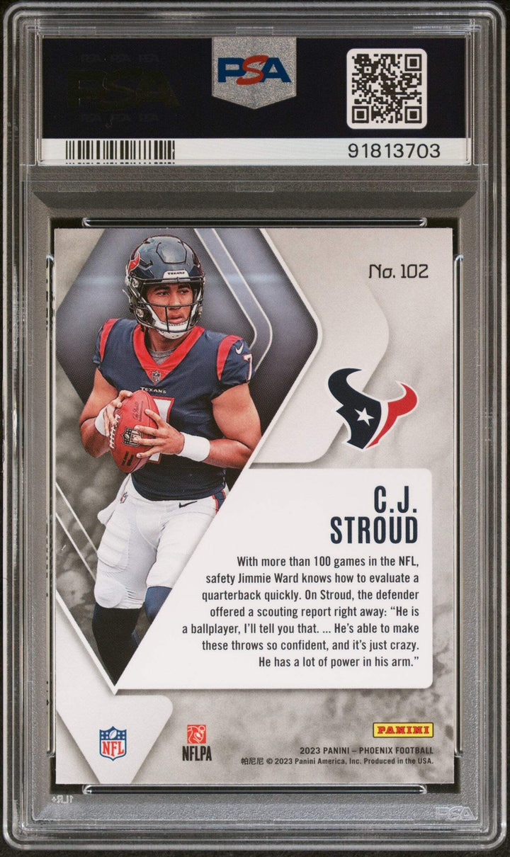 Graded 2023 Panini Phoenix CJ Stroud #102 Rookie RC Football Card PSA 10