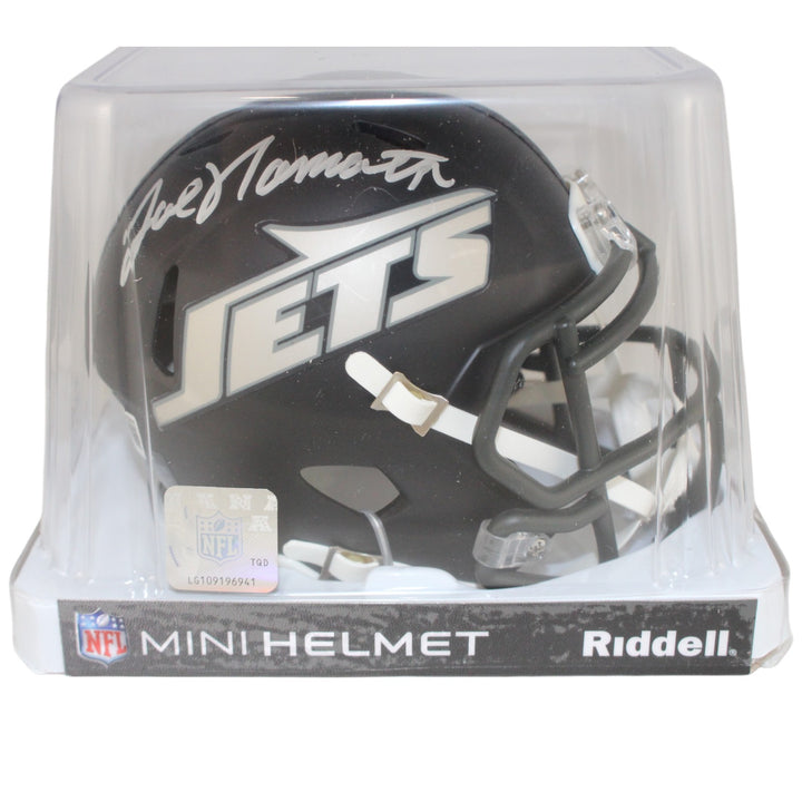 Joe Namath Autographed New York Jets Rivalries Mini Helmet Beckett Witness 53349