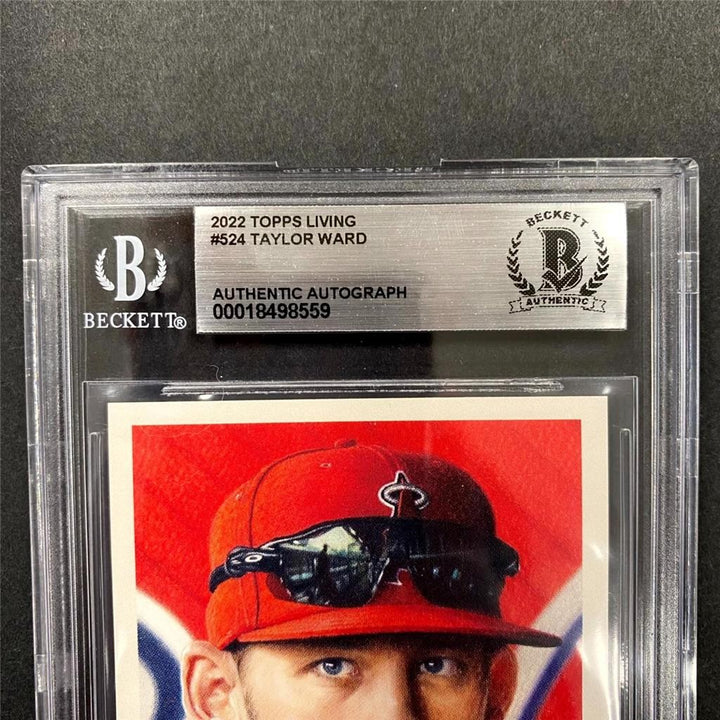 Taylor Ward signed 2022 Topps Living Set card #524 auto Angels 559 Beckett BAS