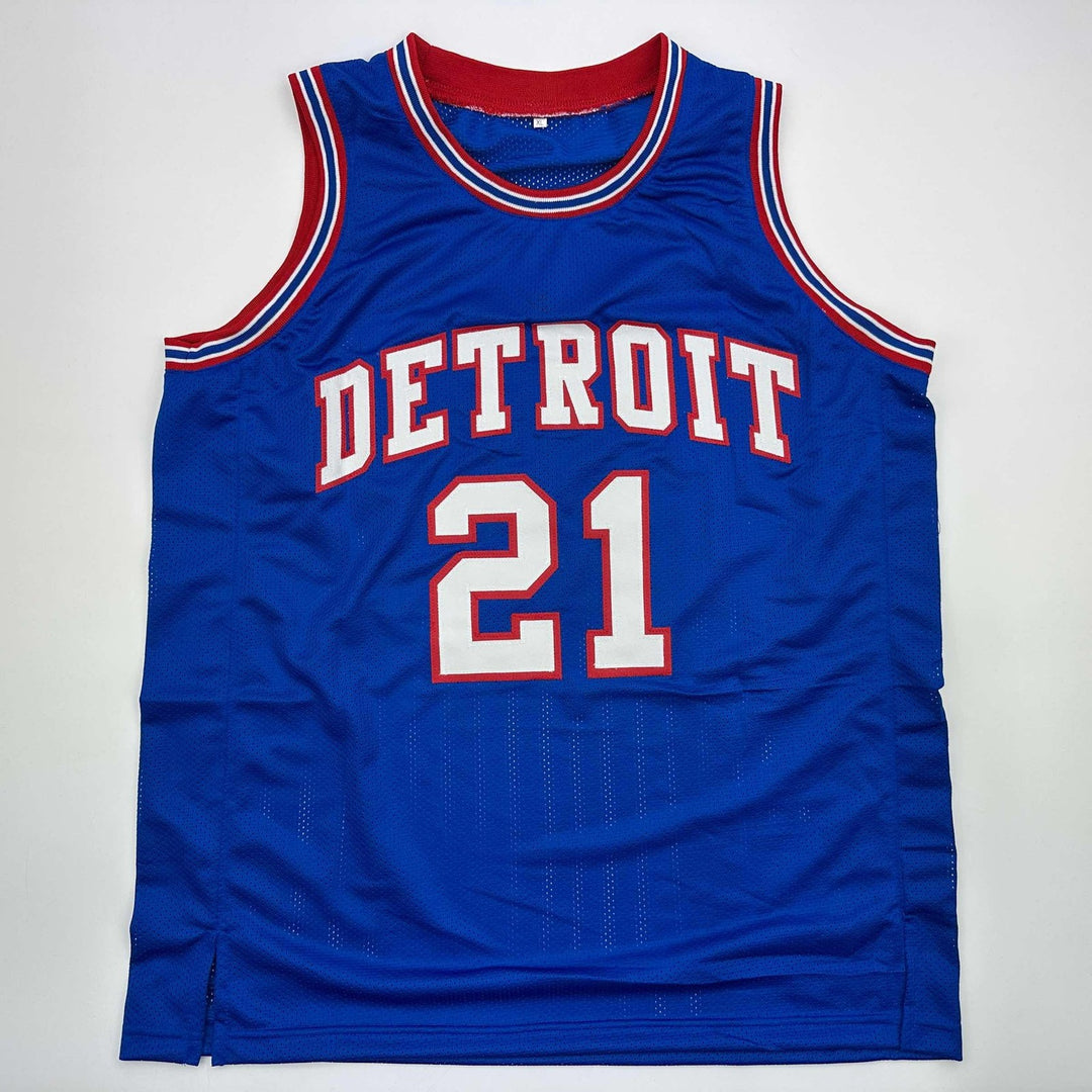 Autographed/Signed Dave Bing HOF 90 Detroit Blue Jersey Beckett BAS COA