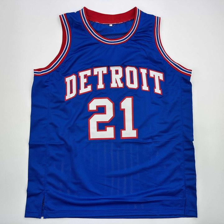 Autographed/Signed Dave Bing HOF 90 Detroit Blue Jersey Beckett BAS COA
