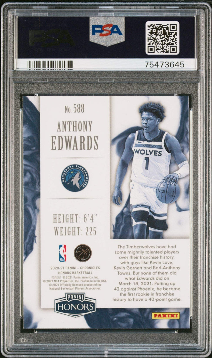 Graded 2020 Panini Chronicles Anthony Edwards #588 Rookie Basketball Card PSA 10