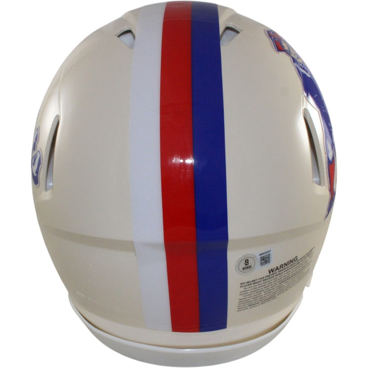 Randy Moss Autographed New England Patriots Authentic Retro Helmet Beckett 56320