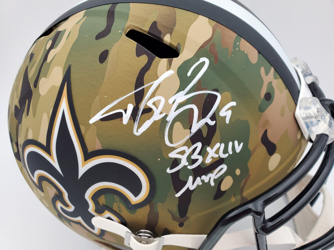Drew Brees Signed New Orleans Saints Camo Full Size Replica Speed Helmet Beckett