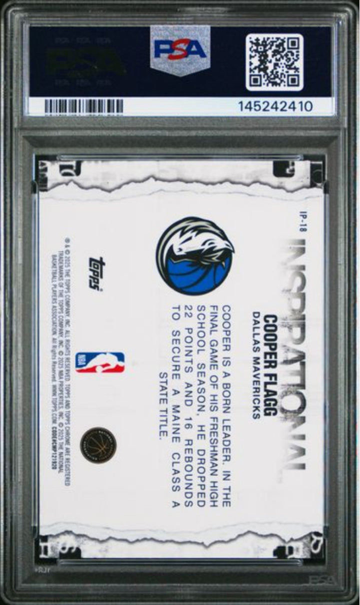Graded 2025 Topps Chrome Cooper Flagg #IP18 Inspirational Basketball Card PSA 10