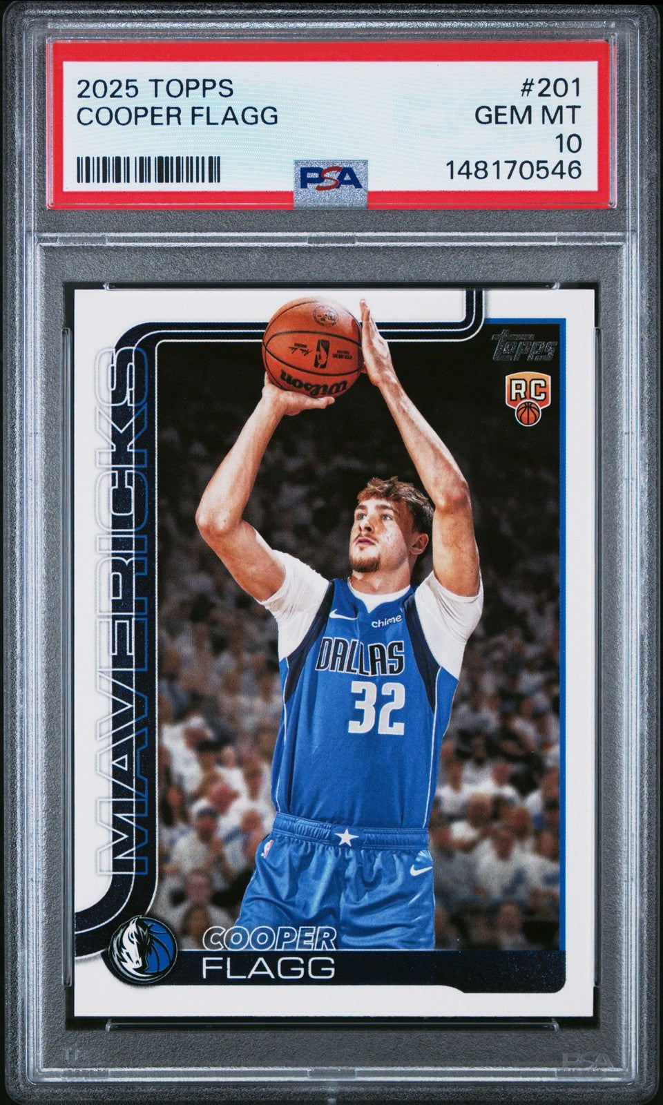 Graded 2025 Topps Cooper Flagg #201 Rookie RC Basketball Card PSA 10