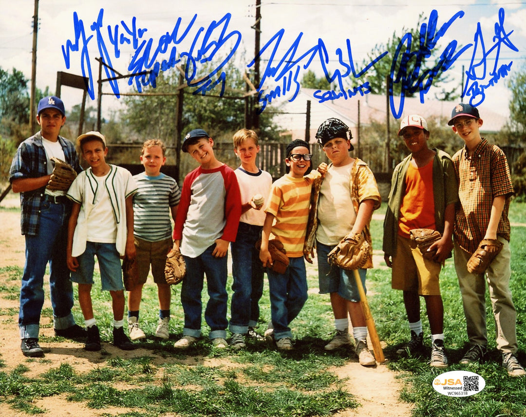 The Sandlot Cast Signed 8x10 Photo 7 Signatures Tom Guiry JSA Witness