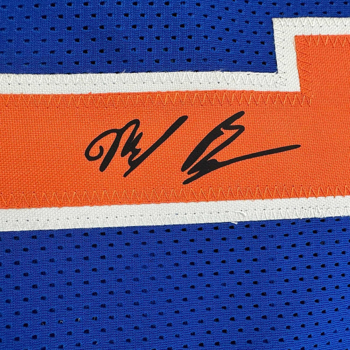 Framed Facsimile Autographed Mikal Bridges 35x39 Blue Reprint Laser Auto Jersey