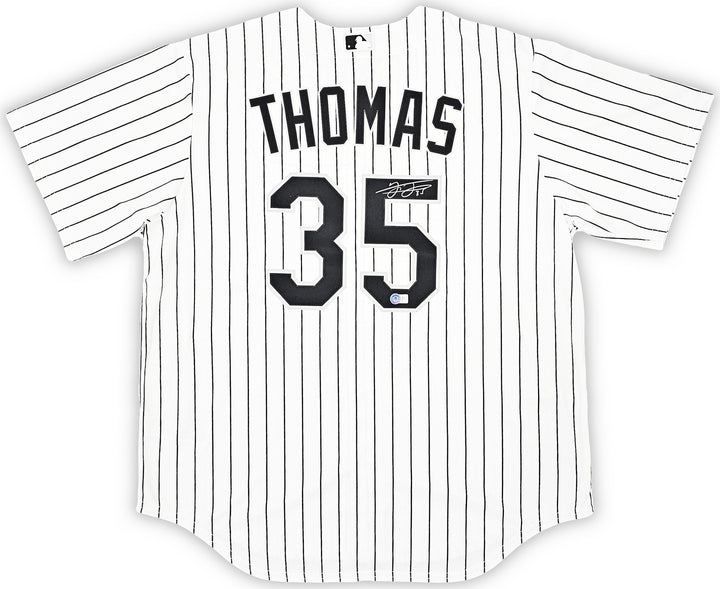 White Sox Frank Thomas Signed White Pinstripes Nike Jersey Size XL Beckett Wit