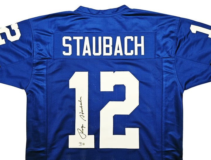 Dallas Cowboys Roger Staubach Signed Royal Blue Jersey Beckett Wit
