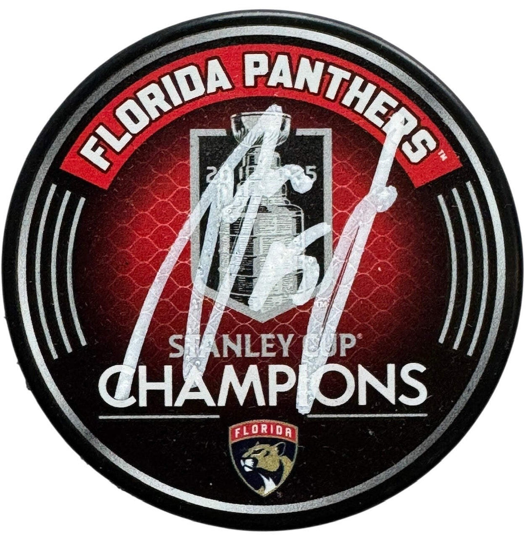 Anton Lundell Signed 2025 Stanley Cup Champions Official Puck (JSA Witness)