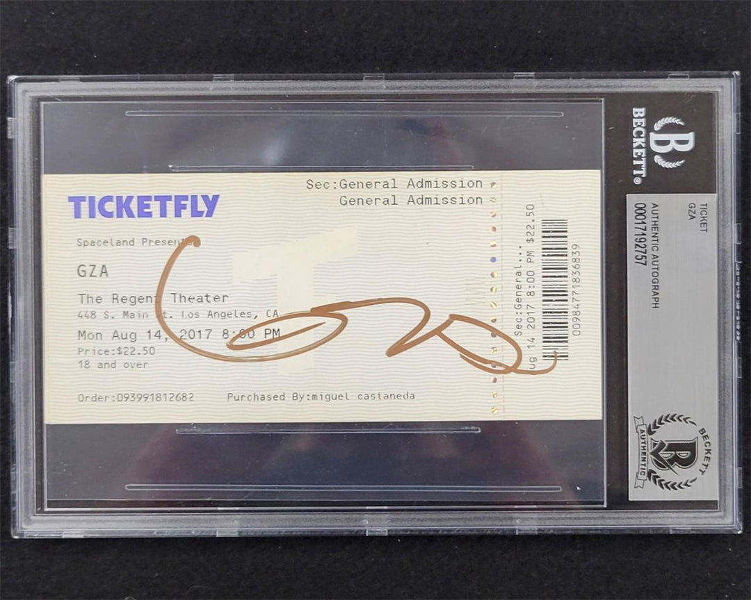 Gza Wu-Tang Clan signed Regent Concert Ticket Rap autograph auto~ Beckett BAS