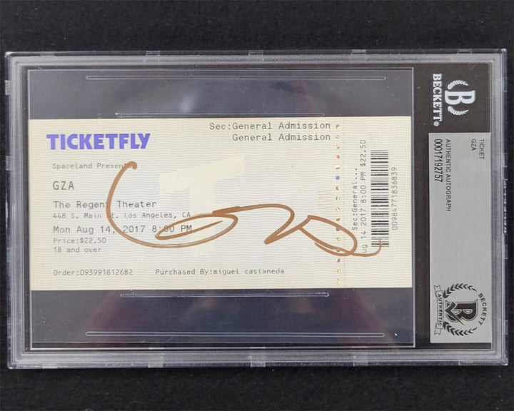 Gza Wu-Tang Clan signed Regent Concert Ticket Rap autograph auto~ Beckett BAS