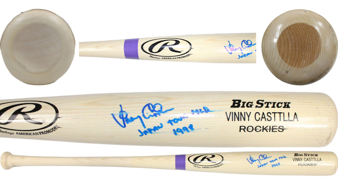 Vinny Castilla Autographed Game Used Colorado Rockies Japan Bat AS IS BAS 43251