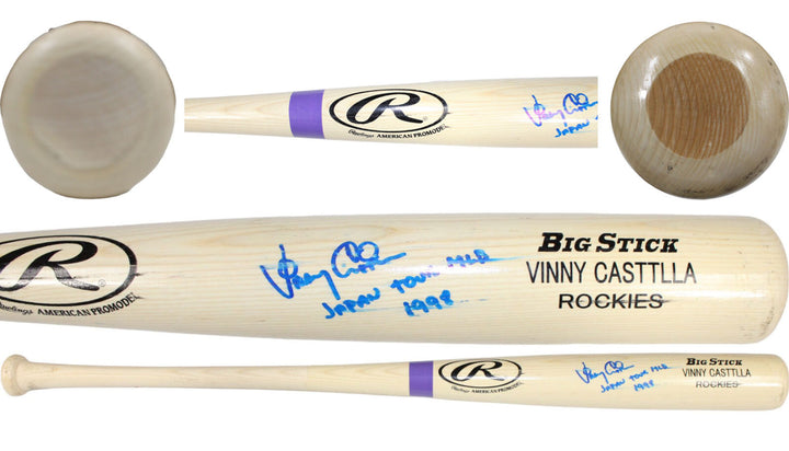 Vinny Castilla Autographed Game Used Colorado Rockies Japan Bat AS IS BAS 43251