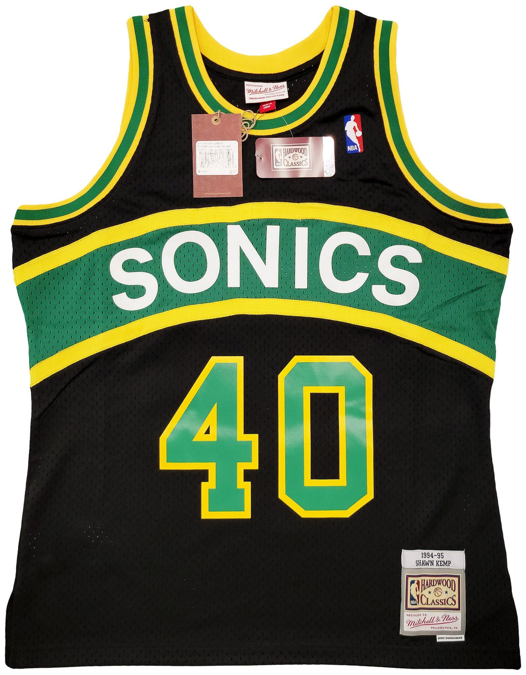 Sonics Shawn Kemp Auto Black AUTH Mitchell Ness HWCs Swingman Jersey L Reign Man