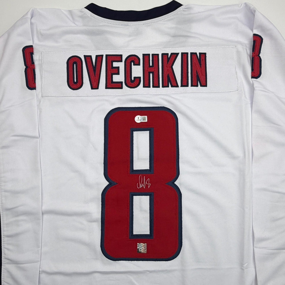 Autographed/Signed Alexander Alex Ovechkin Washington White Jersey Beckett COA