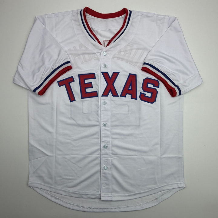 Autographed/Signed Jeff Burroughs Texas White Baseball Jersey Beckett COA
