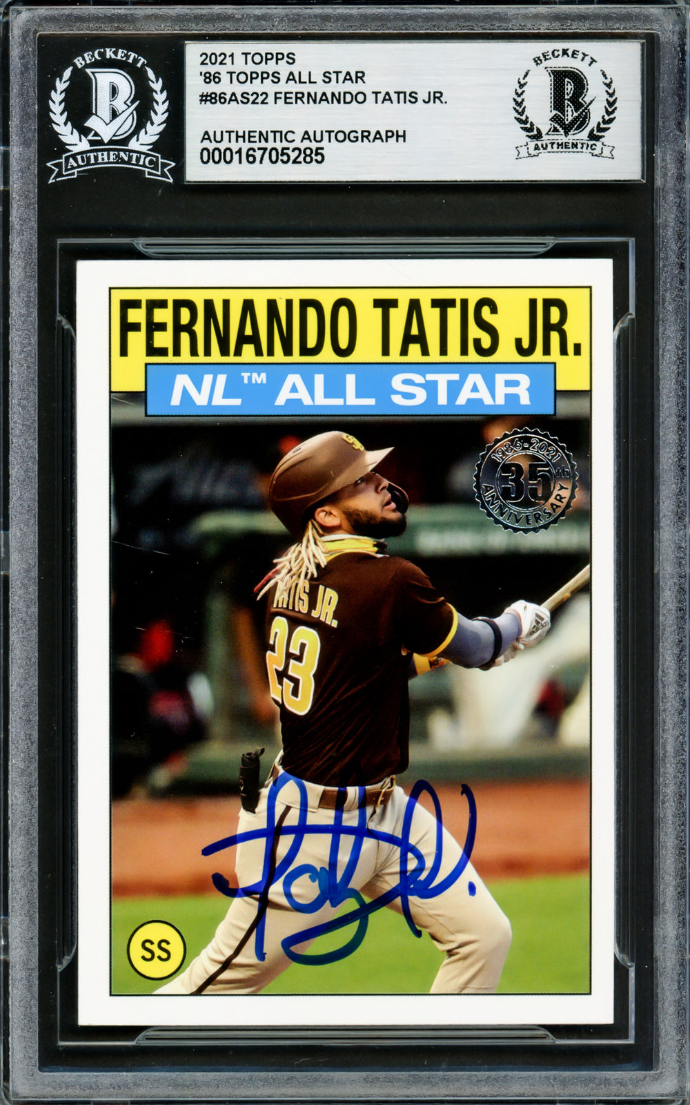 Fernando Tatis Jr. Auto 2021 Topps 35th Anniversary Card 86AS22 Padres Beckett